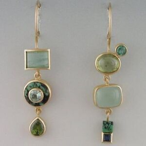 Anthropologie Multi-Green Mixed Stone Drop Earrings